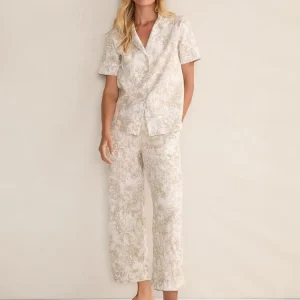Organic Cotton Jersey Pajama for women two piece Lounge Set button up shirt and pant sets Sustainable Women Loungewear