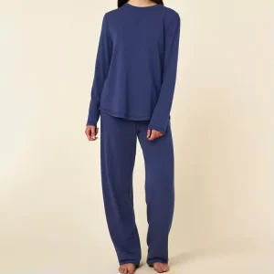 Organic Cotton Sleep Tee and Pant Set Long Sleeve Women’s Homewear Custom Loungewear Women Sets Eco Friendly Two Piece Pyjama