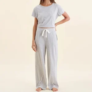 Organic Cotton Women’s Loungewear Short Sleeve Two Piece Pyjamas Sustainable Ladies Lounge Set for Women Sleepwear