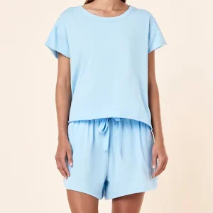 Organic Cotton women’s Loungewear summer two piece set custom jersey sleep Shirt and Short Sets Sustainable Pajamas for Women