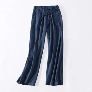 Organic Hemp Pants Women Casual Straight Pants Loose Trousers