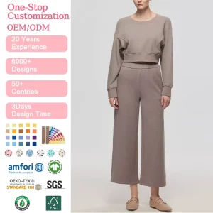 Organic Hemp Women Loungewear Fleece Womens Sleepwear Custom Women Night Wear Sustainable Woman Home Wear Ladies Loungewear