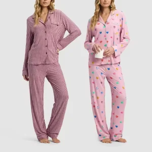 Organic Women’s Sleepwear Women’s Bamboo Stretch Knit Long Sleeve Pajama Top Sustainable Custom Night Wear for Women Loungewear