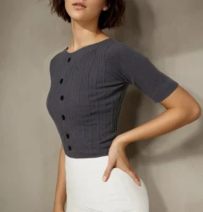 Original Factory Women’s Casual Button Decoration Crew Neck Knitted Winter Top