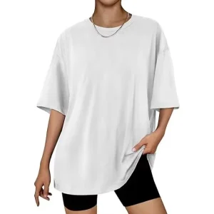 Oversized Streetwear T Shirt Women’s Dropped Shoulder Longline Tee Retro American Style Loose Fit Short Sleeve Fashion Top