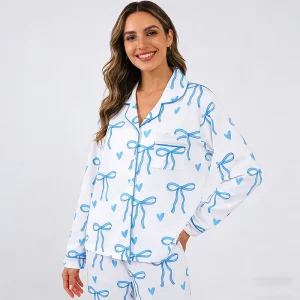 Oversized Women’s Pajamas Bamboo Cotton Loungewear Ladies Homewear Pyjamas Custom Logo Nightwear Pajama Set Family Sleepwear Set