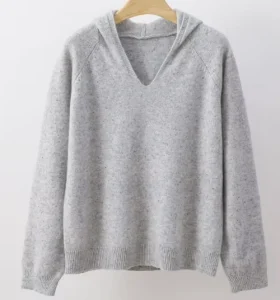 Oversized Wool Sweater Handmade Knit Hoodie Solid Sweater for Women