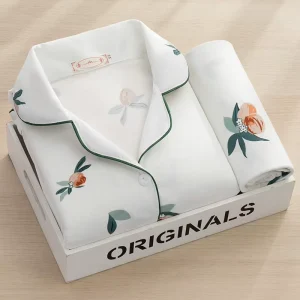 P181 Long Sleeves Cute Home Clothes Two-Piece Pyjamas Young Ladies Girl Women Sleepwear Nightgown