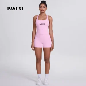 PASUXI Women’s Yoga Set 2 Piece Quick Dry Workout Outfit Gym Fitness Clothes Custom High Waist Shorts Crop Top