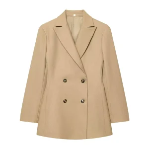 PB&ZA Women Spring Fashion Self cultivation Blazer Coat Double Breasted Solid Vintage Long Sleeve Female Outerwear Chic
