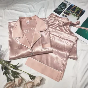 Pajamas Women Loose Thin Simple Ice Suit Women’s Sleepwear Pajamas of Summer Home Wear