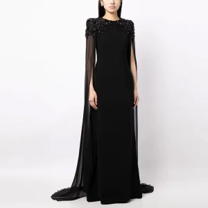 Party Dresses Women’s Full Sleeve Diamonds Beaded Maxi Long Dress