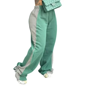 Patchwork Color Loose Sweater Pants for Women’s Summer Trousers