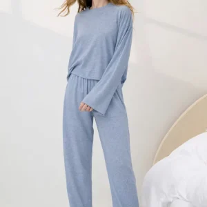 Pima Cotton Women’s Sleepwear Long Sleeve Two Piece Lounge Set Organic Jersey Loungewear Oversized