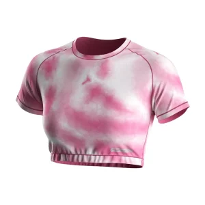 Pink Women’s Cropped Gym Top Raglan Sleeve Snag Fit Odor Resistant Lightweight Soft for Aerobics Workouts
