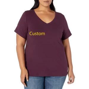 Plain Heavyweight Guangzhou Women’s T shirt Plus Size V Neck Tops Loose Oversize T Shirt Sleeve Crew Neck Tee Blank Custom Logo