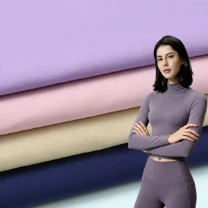 Plain Stretch Yoga Wear Nylon Spandex Fabric Weft Knitted Polyamide Elastane Fabric for Pilates Clothing and Gym Fitness Leggings
