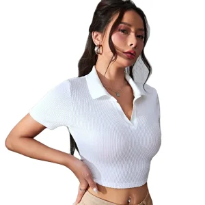 Plain White Women’s Slim Body Custom Logo Polo Shirt Women