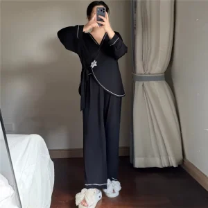 Plus Size 2 Piece Modal Women’s Sleepwear Lounge Wear Set Custom Loungewear Pajama Set Night Wear