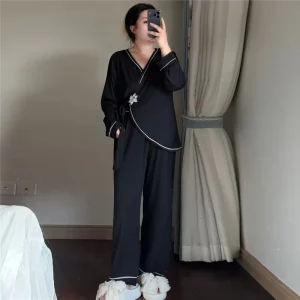 Plus Size 2 Piece Modal Women’s Sleepwear Lounge Wear Sets Custom Loungewear Women Sets Modal Pajama Set Night Wear for Women