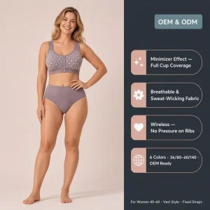 Plus Size Bra Big Cup With Front Closure Wireless Bras Plus Sizes And 100% Cotton Lining Seamless Plus Size Full Coverage Bra