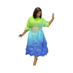 Plus Size Eco Friendly Pleated Asymmetric Chiffon Dress