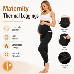 Plus Size Pregnant Women’s Capri Pants with Thickened Waist Fashionable Casual Long Tights for Winter Maternity Pants
