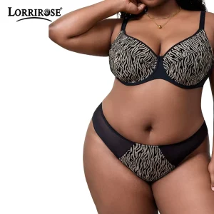 Plus Size Push Up Thin Zebra Print Mesh Underwire Bra Full Coverage Anti Sag Support Large Cup Curvy Women’s Everyday Underwear