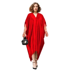 Plus Size Women Clothing Casual Women Dresses Batwing Sleeve Loose Solid Color Summer