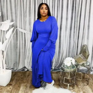 Plus Size Women Clothing Fall Casual Dresses Wmens Long Sleeve Plus Size Dress