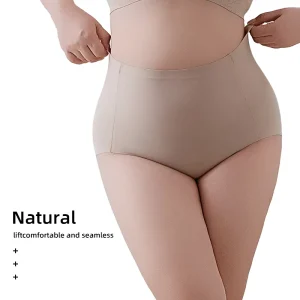 Plus Size Women High Waist Firm Control Seamless Jersey Shaping Pants Anti roll Edge OEM Nylon Spandex Panties