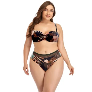 Plus Size Women Swimwear Two Piece Bikini Beach Wear Printing Swimsuit for Fat Women Split Swimsuit
