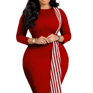 Plus Size Women’s Clothing Dress New Style High Quality Slimming Round Neck Pencil Skirt Dress OEM