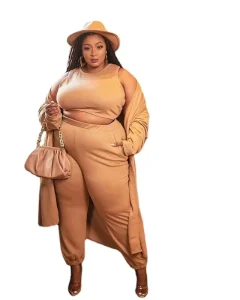 Plus Size Women’s Clothing Fall Winter 3 Piece Outfit Set Pants Set