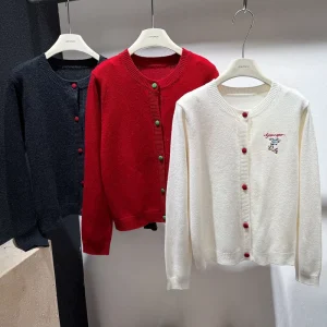 Plus Size Women’s Color Block Embroidered Knit Cardigan Korean Style Elegant Long Sleeve Top Holiday Collection