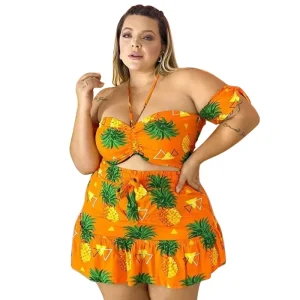 Plus Size Women’s Digital Printing Casual Suit