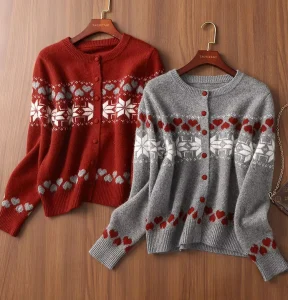 Plus Size Women’s Fair Isle Knit Cardigan Color Block Panel Design Long Sleeve Top