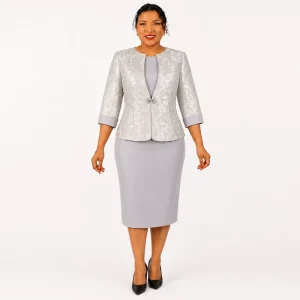 Plus Size Women’s Fall 2 Piece Clothing Set Elegant Church Dress Suit