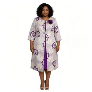 Plus Size Women’s Fall 2 Piece Clothing Set Elegant Church Dress Suit