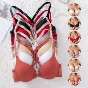 Plus Size Women’s Front Closure Bra Solid Color Wireless Breathable Everyday Bra Suitable for Women with Larger Busts