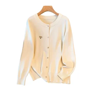 Plus Size Women’s Solid Color Knit Cardigan Round Neck Long Sleeve Open Front Sweater Loose Fit