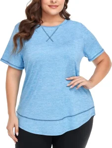 Plus Size Women’s Summer Sports Short Sleeve Cool T-Shirt Yoga Fitness Quick-Drying Cationic Coat
