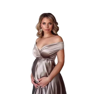 Plus size Maternity Wear One shoulder High waist Floor length Evening Dress Maternity Photo Dress