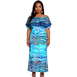 Polynesian Tribal Samoan Print Custom Ladies Elegant Women’s Aloha Dress Asia & Pacific Islands Clothing Samoa Puletasi Skirt