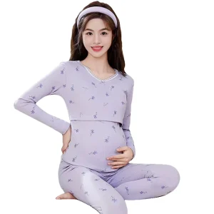 Pregnant Women’s Autumn Pants Set Postpartum Breastfeeding Warm Underwear Pregnant Women’s Clothing