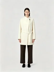 Premium 20% Cashmere 80% Wool Blend Women’s Winter Coat Stand Collar Belted Mid length Ladies Wool Overcoat