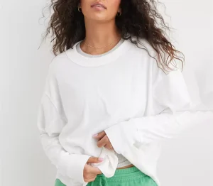 Premium Quality Cotton Women’s Long Sleeved Casual T Shirt Custom Solid Color Slim Fit Drop Shoulder Breathable Summer