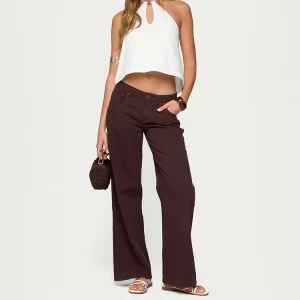 Premium Stylish Baggy Camel Color Brown Color Women’s Jeans For Daily Wear Low Rise Straight Leg Jeans For Women