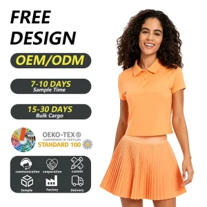 Premium Women’s Cropped Golf Polo Shirt Orange Color Lightweight Quick Dry for Professional and Recreational Golfers