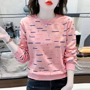 Printed top for women classic and fashionable women’s clothing loose long-sleeved T-shirt